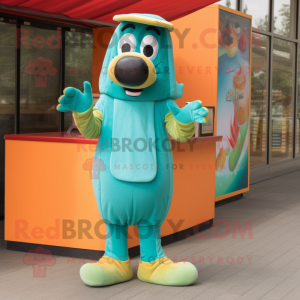 Teal Hot Dogs maskot...