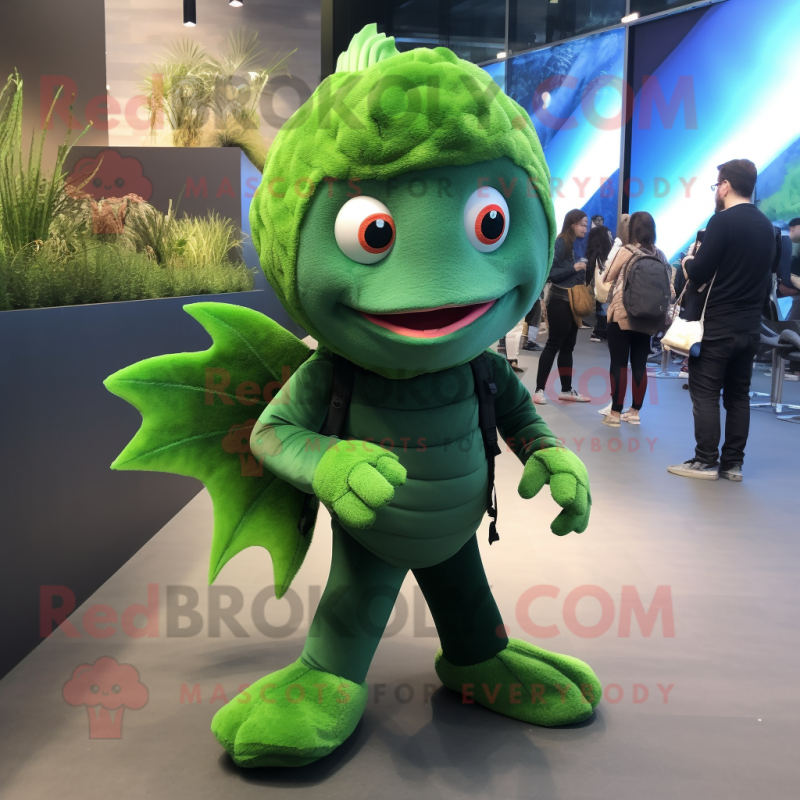 Forest Green Betta Fish mascot costume character dressed with a Bodysuit and Foot pads Forest Green Betta Fish mascot costume character dressed with a Bodysuit and Foot pads