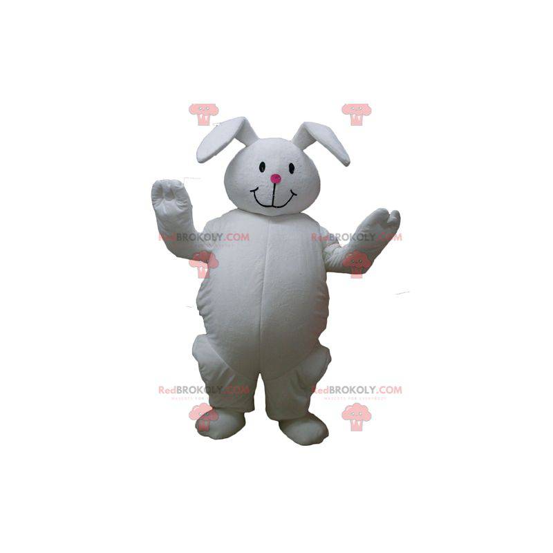 Big plump and cute white rabbit mascot - Redbrokoly.com