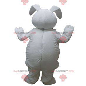 Mascote coelho branco grande e gordo - Redbrokoly.com