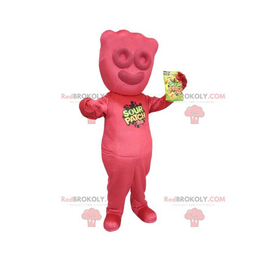 Maskot obří červené cukrovinky - maskot Sour Patch -