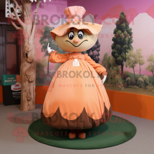 Peach Graveyard mascot costume character dressed with a A-Line Skirt and Foot pads