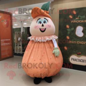 Peach Graveyard mascot costume character dressed with a A-Line Skirt and Foot pads