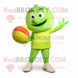 Limegrøn jonglerende maskot...
