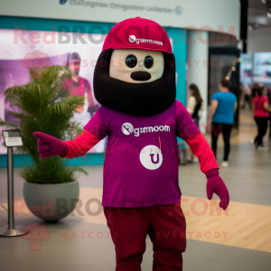 Magenta Unicyclist mascot costume character dressed with a Polo Tee and Beanies