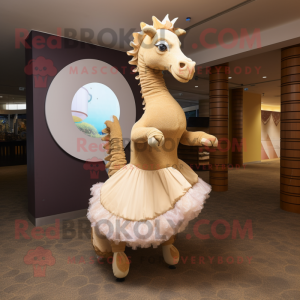 Beige Sea Horse mascotte...