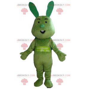 Grappig en origineel geheel groen konijnmascotte -