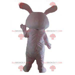 Giant pink and white rabbit mascot with closed eyes -