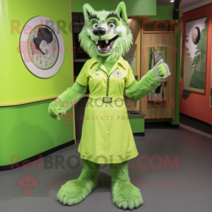 Lime Green Say Wolf maskot...