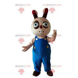 Mascotte de lapin beige et marron dodu rond et mignon -