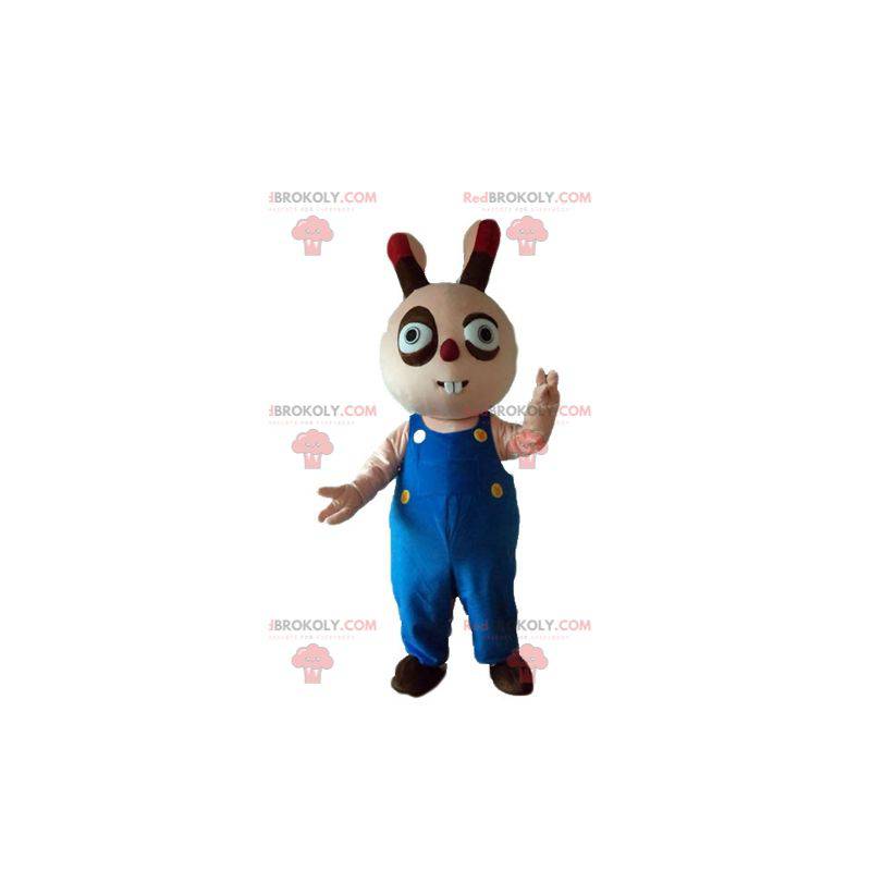 Mascotte de lapin beige et marron dodu rond et mignon -