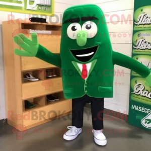 Forest Green Enchiladas mascot costume character dressed with a Blazer and Shoe laces