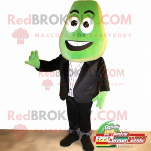Forest Green Enchiladas mascot costume character dressed with a Blazer and Shoe laces