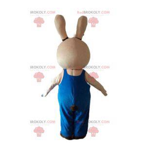 Mascotte de lapin beige et marron dodu rond et mignon -