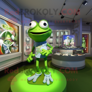 Silver Frog mascot costume character dressed with a Polo Tee and Bracelet watches