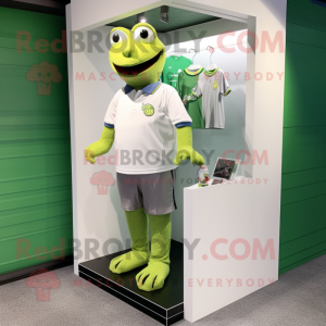 Silver Frog mascot costume character dressed with a Polo Tee and Bracelet watches