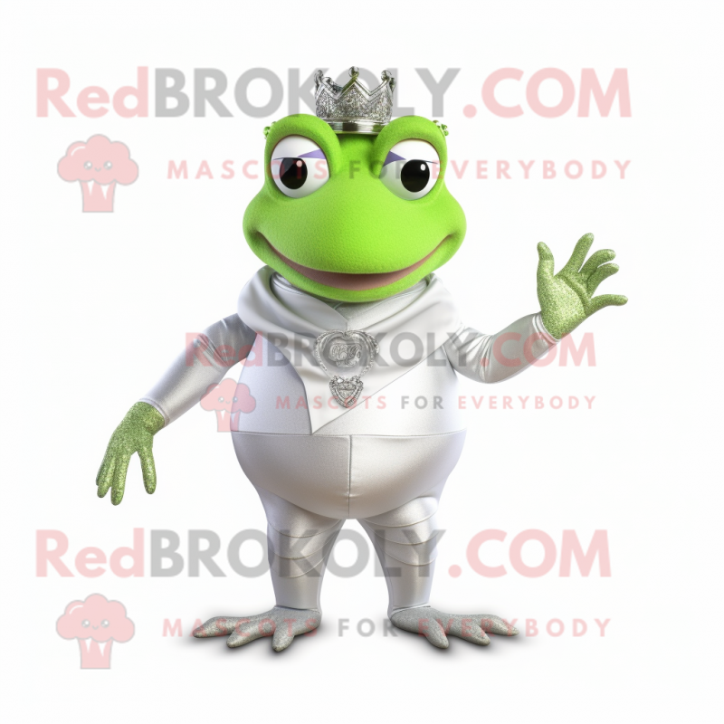 Silver Frog mascot costume character dressed with a Polo Tee and Bracelet watches