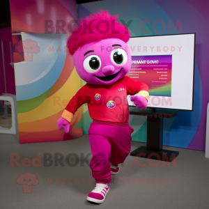 Magenta Rainbow mascot costume character dressed with a Joggers and Pocket squares