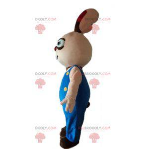 Mascotte de lapin beige et marron dodu rond et mignon -