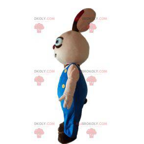 Mascotte de lapin beige et marron dodu rond et mignon -