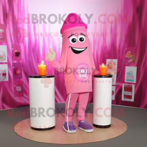 Postava maskota s růžovou...
