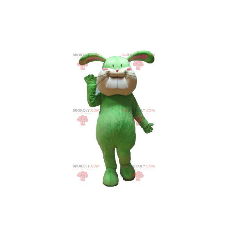 Mascotte coniglio verde e beige morbida e carina -