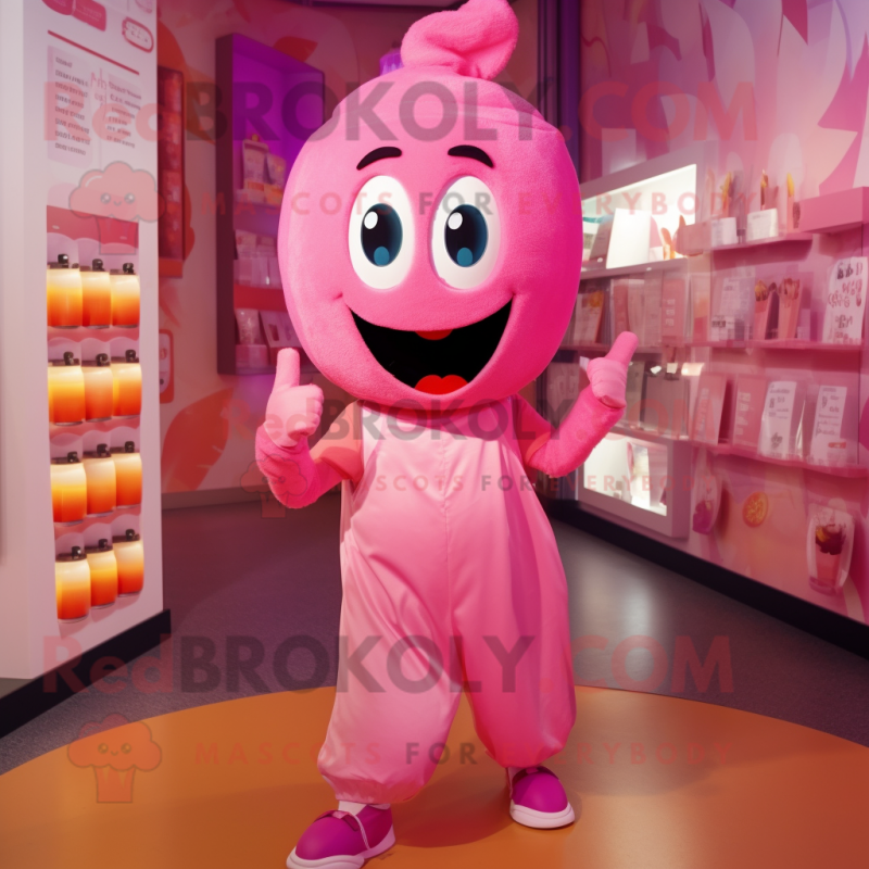 Pink Scented Candle mascot costume character dressed with a Capri Pants and Headbands Pink Scented Candle mascot costume character dressed with a Capri Pants and Headbands