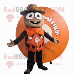 Rust Pizza mascot costume character dressed with a Waistcoat and Rings