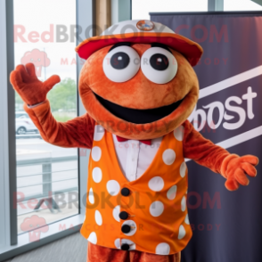 Rust Pizza mascot costume character dressed with a Waistcoat and Rings