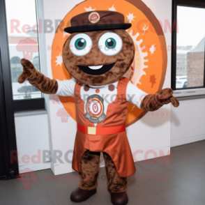 Rust Pizza mascot costume character dressed with a Waistcoat and Rings