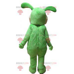 Mascotte de lapin vert et beige tout doux et mignon -