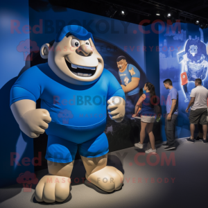 Blue Strongman mascotte...