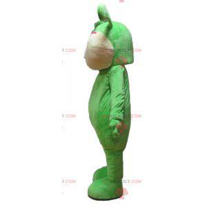 Mascotte coniglio verde e beige morbida e carina -