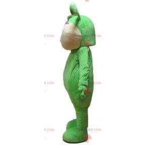 Mascotte de lapin vert et beige tout doux et mignon -