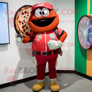 Röd Pizza Slice maskot...