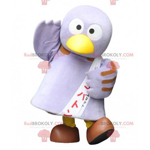 Mascotte de gros oiseau violet très rigolo et mignon -