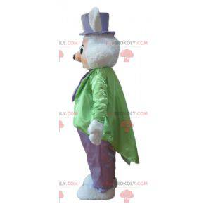 Very elegant costumed white and pink rabbit mascot -