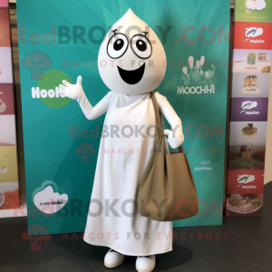 White Falafel mascot costume character dressed with a Maxi Skirt and Tote bags