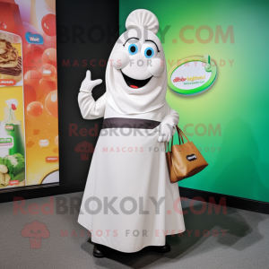 Hvid Falafel maskot kostume...