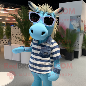 Cyan Zebra mascotte kostuum...