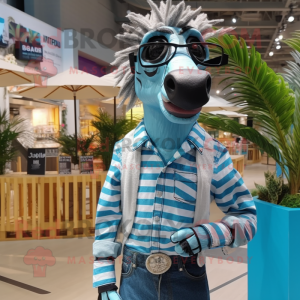 Cyan Zebra mascotte kostuum...