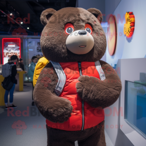 nan Bear mascot costume character dressed with a Turtleneck and Backpacks