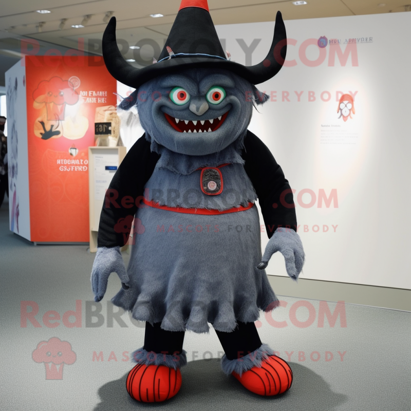 nan Demon mascot costume character dressed with a Culottes and Hat pins nan Demon mascot costume character dressed with a Culottes and Hat pins
