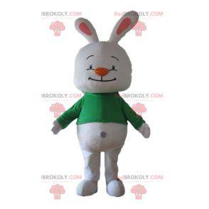 Big white rabbit mascot with a green t-shirt - Redbrokoly.com