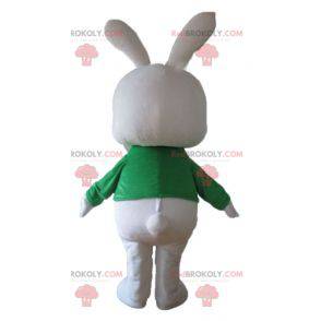 Big white rabbit mascot with a green t-shirt - Redbrokoly.com