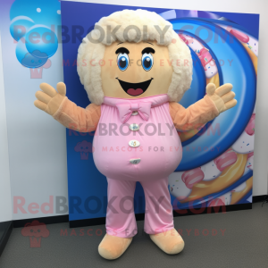 nan Donut mascot costume character dressed with a Bootcut Jeans and Hair clips