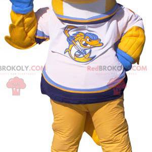 Mascot yellow white and blue fish - Redbrokoly.com