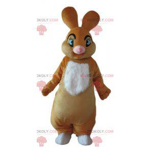 Soft and elegant brown and white rabbit mascot - Redbrokoly.com