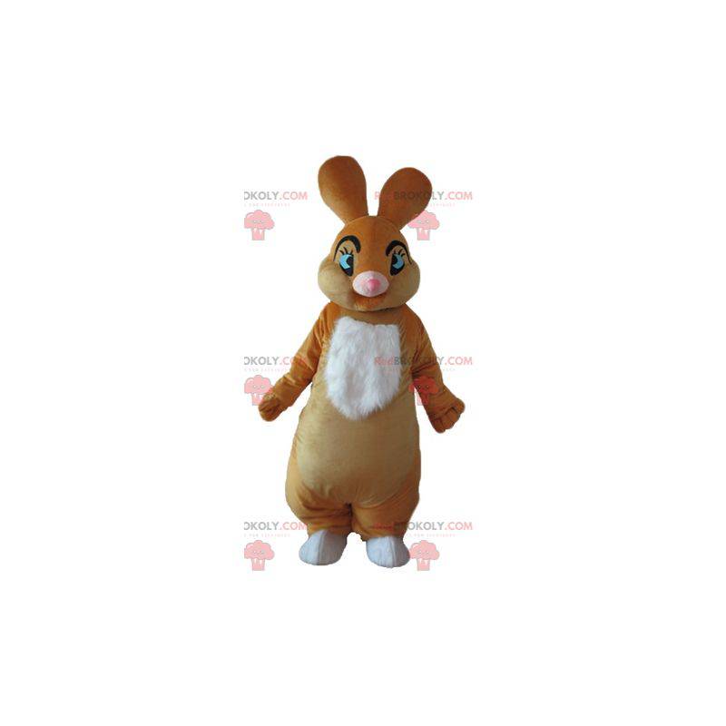 Weiches und elegantes braunes und weißes Kaninchenmaskottchen - Weiches und elegantes braunes und weißes Kaninchenmaskottchen -
