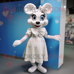 White But mascot costume character dressed with a Mini Dress and Bow ties